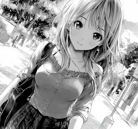 日常校园题材漫画封面，天台上的黄昏对话画面